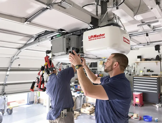 Longmeadow Garage Door Repair technician performing advanced diagnostics on garage opener in Longmeadow