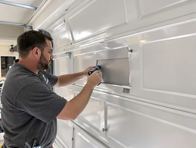 Garage door panel repair by Longmeadow Garage Door Repair in Longmeadow